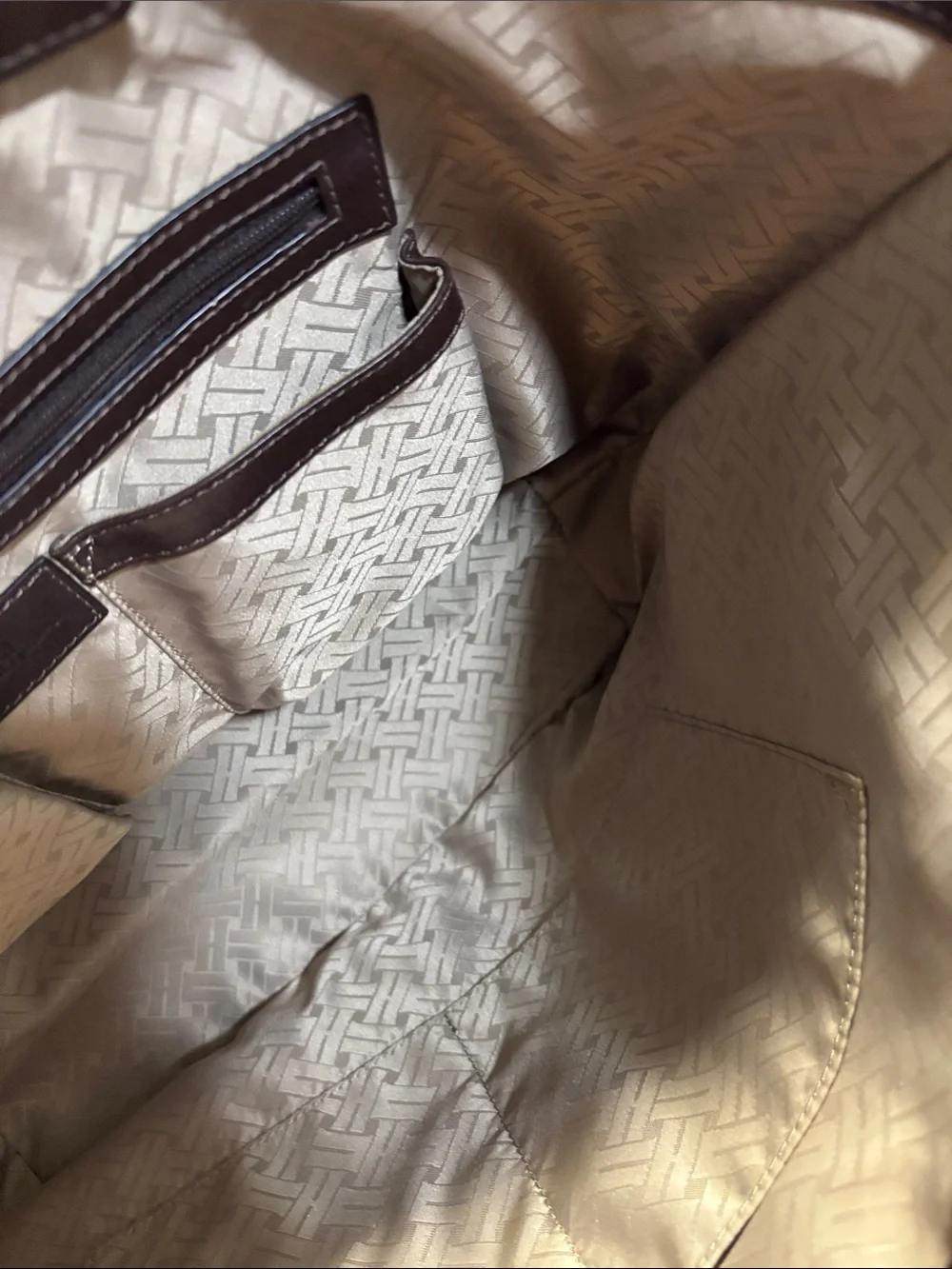 Cole Haan -Woven Leather Tote — Chocolate Brown with Gold Hardware